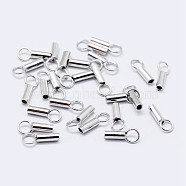 925 Sterling Silver Cord Ends, Platinum, 6.5x3mm, Hole: 2mm, Inner Diameter: 2mm(STER-F036-21P-2.5mm)