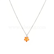 Stainless Steel Cable Chain Necklace, Star Natural Carnelian Pendant Necklace for Women, 17-3/4 inch(45cm)(QL5593-1)