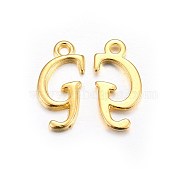 Golden Plated Alloy Letter Pendants, Rack Plating, Cadmium Free & Lead Free, Letter.G, 17x8x2mm, Hole: 1.5mm(X-PALLOY-J718-01G-G)