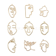 Alloy Pendants, Abstract Face, Golden, 20pcs/box(KK-CJ0001-39)