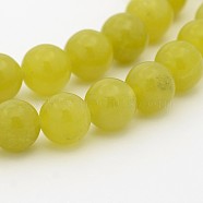 Natural Olive Jade Round Bead Strands, 10mm, Hole: 1mm, about 37pcs/strand, 15 inch(G-P070-32-10mm)