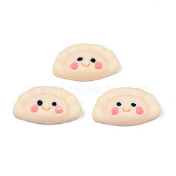 Opaque Resin Decoden Cabochons, Imitation Food, Dumplings with Smiling Face, Bisque, 14x24x6mm(CRES-S307-052)