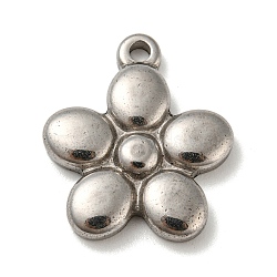 304 Stainless Steel Pendants, Flower, Stainless Steel Color, 20x17x3mm, Hole: 2mm(STAS-I101-31P)