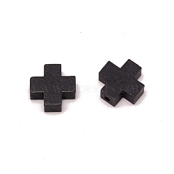 Wood Beads, for Jewelry Making, Cross, Black, 15x15x4.5mm, Hole: 2mm(WOOD-WH0027-02C)