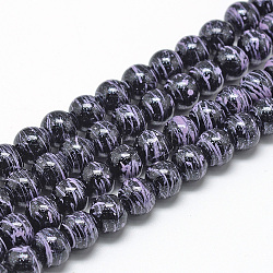 Drawbench Opaque Glass Beads Strands, Dyed, Round, Plum, 8~8.5mm, Hole: 1.5mm, about 105pcs/strand, 31.8 inch(80.7cm)(DGLA-S115-8mm-K62)