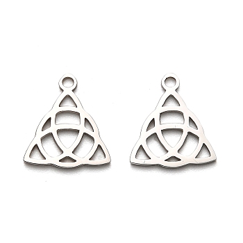 316 Surgical Stainless Steel Charms, Laser Cut, Trinity Knot Charm, Stainless Steel Color, 14.5x13x1mm, Hole: 1.6mm