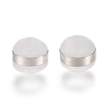 Brass Rings Silicone Ear Nuts, Frosted, Earring Backs, Silver, 5.7x5.7x4.5mm, Hole: 1mm