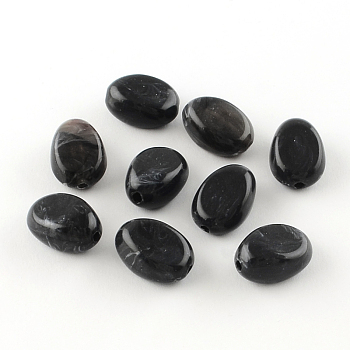 Oval Imitation Gemstone Acrylic Beads, Black, 18x13x9.5mm, Hole: 2mm, about 310pcs/500g