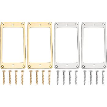 2Sets 2 Colors Alloy Humbucker Cover Guitar Pickup Frame Mounting Ring, Musical Instrument Accessories, Rectangle, Mixed Color, 92x46x2mm, Hole: 3.5mm, 1set/color