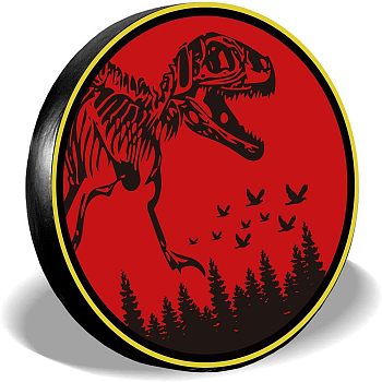 Polyester Tyre Cover, with Contraction Band, Flat Round with Pattern, Dinosaur Pattern, 700~750mm