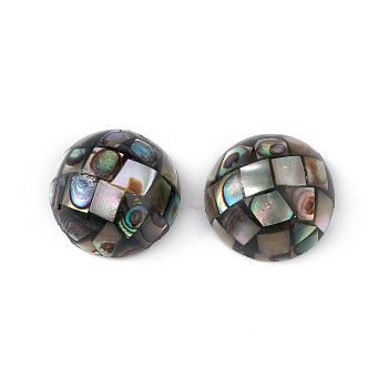 Synthetic Abalone Shell/Paua Shell Beads, Half Round, Colorful, 12x6mm