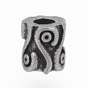 304 Stainless Steel Beads, Column, Antique Silver, 4.5x4mm, Hole: 2mm