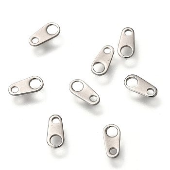 304 Stainless Steel Chain Tabs, Chain Extender Connectors, Stainless Steel Color, 6x3x0.5mm, Hole: 1~1.8mm