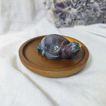 Natural Ocean Agate Tortoise Statue, for Home Display Decoration, 95mm