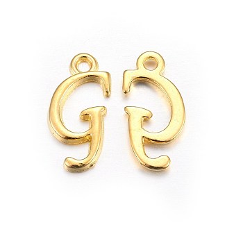 Golden Plated Alloy Letter Pendants, Rack Plating, Cadmium Free & Lead Free, Letter.G, 17x8x2mm, Hole: 1.5mm