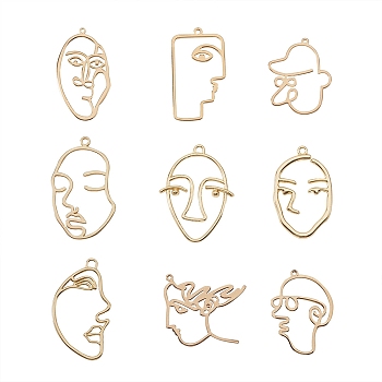 Alloy Pendants, Abstract Face, Golden, 20pcs/box