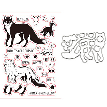 Fox Clear Silicone Stamps, for DIY Scrapbooking, Photo Album Decorative, Cards Making, Clear, 160x110mm