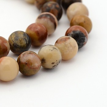 Natural Orange River Stone Round Bead Strands, 4mm, Hole: 1mm, about 98pcs/strand, 15.7 inch