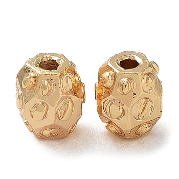 Brass Beads, Barrel, Real 18K Gold Plated, 5.5x5mm, Hole: 1.2mm