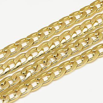 Unwelded Aluminum Curb Chains, Gold, 10.8x7.2x2mm(X-CHA-S001-070B)