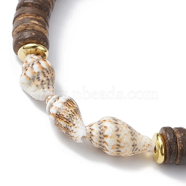 Natural Coconut and Shell Beaded Stretch Bracelets(BJEW-JB09978)-3