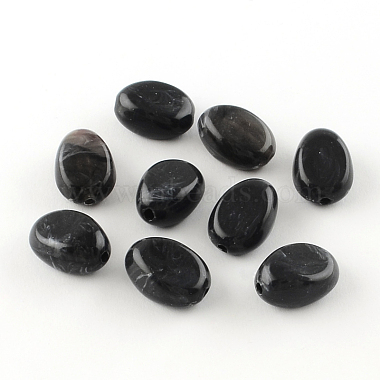 18mm Black Oval Acrylic Beads