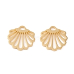 304 Stainless Steel Pendants, Manual Polishing, Cadmium Free & Nickel Free & Lead Free, Shell Charm, Ion Plating(IP), Real 18K Gold Plated, 15x16x1.5mm, Hole: 2x3mm(STAS-F231-070G-NR)