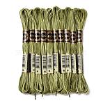 10 Skeins 6-Ply Polyester Embroidery Floss, Cross Stitch Threads, Segment Dyed, Olive Drab, 0.5mm, about 8.75 Yards(8m)/skein(OCOR-K006-A33)