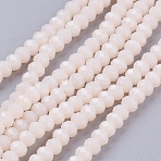 Faceted Imitation Jade Glass Beads Strands, Flat Round, PapayaWhip, 3x2mm, Hole: 0.5mm, about 135~140pcs/strand, 32~34cm(X-GLAA-R135-2mm-34)