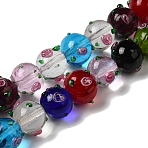 Handmade Bumpy Lampwork Beads Strands, Round, Colorful, 11.5~13.5x13.5~14x13~13.5mm, Hole: 1.5mm, about 33pcs/strand, 15.16''(38.5cm)(LAMP-K037-16F)