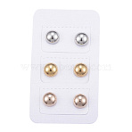 304 Stainless Steel Ear Studs, Hypoallergenic Earrings, Half Round/Dome, Mixed Color, 15x8mm, Pin: 1mm, 3pairs/card(EJEW-G210-01)