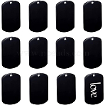 Aluminium Big Pendants, Pet Tag, Rectangle with Round Corner, Black, 50x29x1mm, Hole: 3.5mm, 30pcs/box(ALUM-BC0001-55)