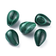 Natural Malachite Beads, Dyed, Half Drilled, Teardrop, 14x10mm, Half Hole: 1mm(G-D0018-05)