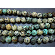 Natural African Turquoise(Jasper) Beads Strands, Round, 12mm, Hole: 1mm, about 33pcs/strand, 15.5 inch(TURQ-G037-12mm)