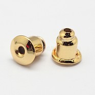 Grade AAA Brass Ear Nuts, Earring Backs, Cadmium Free & Nickel Free & Lead Free, Real 18K Gold Plated, 5.5x5mm, Hole: 1mm(KK-O093-31-NR)