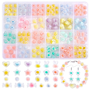 Elite Transparent Acrylic Beads, Bead in Bead, Frosted, Faceted, Mixed Shapes, Mixed Color, 9.5~14x9.5~21.5x6~11.5mm, Hole: 2~2.5mm(TACR-PH0001-70)