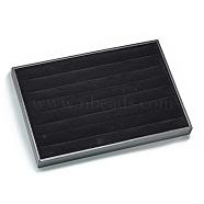 Imitation Leather and Wood Ring Display, Rectangle, Black, 24.5x35.5x3cm(RDIS-R030-01)