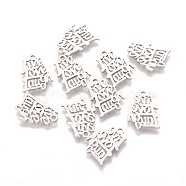 201 Stainless Steel Pendants, Laser Cut, Word Live Love Laugh, Stainless Steel Color, 17x12x1mm, Hole: 1.5mm(STAS-Q201-T122)