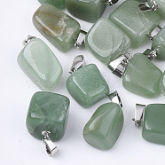 Unicraftale 24Pcs Natural Green Aventurine Pendants, with Stainless Steel Snap On Bails, Nuggets, Stainless Steel Color, 15~35x10~20x5~15mm, Hole: 3x7.5mm(G-UN0001-02F)