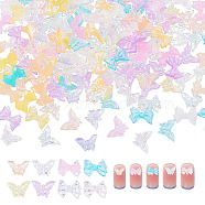 CRASPIRE 400Pcs 4 Styles Opaque & Transparent Resin Cabochons, with Glitter Powder, Bowknot & Butterfly, Mixed Color, 7~8x10~10.5x2~3mm, 100pcs/style(CRES-CP0001-04)