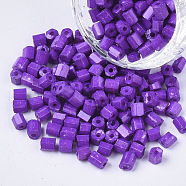 6/0 Two Cut Glass Seed Beads, Hexagon, Baking Paint, Blue Violet, 3.5~5x3.5~4mm, Hole: 1mm, about 4500pcs/bag(SEED-S033-06B-14)