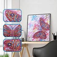 5D DIY Diamond Painting Kits For Kids, with Diamond Painting Cloth, Resin Rhinestones, Diamond Sticky Pen, Tweezers, Tray Plate and Glue Clay, Butterfly, Mixed Color, 29.9x31cm(DIY-R076-013)