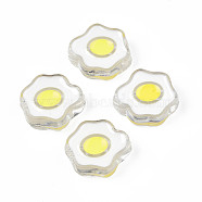 Transparent Acrylic Beads, with Enamel, Poached Egg, WhiteSmoke, 22x25x9mm, Hole: 3mm(X-ACRC-S039-05F)