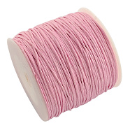 Waxed Cotton Thread Cords, Pink, 1mm, about 10.93 yards(10m)/roll(YC-R003-1.0mm-10m-134)