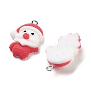 Christmas Theme Opaque Resin Pendants, Christmas Charms, Santa Claus, 28.5x19.5x7.5mm, Hole: 2mm(RESI-N039-107)