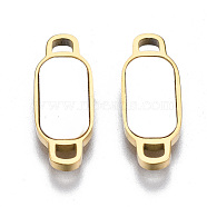304 Stainless Steel Links Connectors, with Shell, Rectangle, Seashell Color, Real 14K Gold Plated, 16.5x6x1.5mm, Hole: 1.5x1.5mm(STAS-S116-329G)