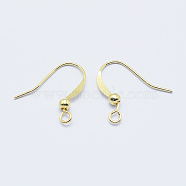 Long-Lasting Plated Brass French Earring Hooks, Flat Earring Hooks, Ear Wire, with Horizontal Loop, Nickel Free, Real 18K Gold Plated, 19x17x3mm, Hole: 1.5mm, 21 Gauge, Pin: 0.7mm(KK-K204-137G-NF)