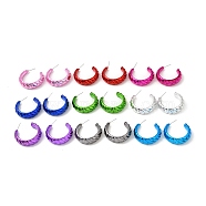 Twist Ring Acrylic Stud Earrings, Half Hoop Earrings with 316 Surgical Stainless Steel Pins, Mixed Color, 34.5x9mm(EJEW-P251-24)