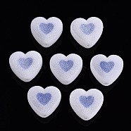 Flocky Acrylic Beads, Bead in Bead, Heart, Royal Blue, 16x18x11mm, Hole: 2mm(X-MACR-S275-28A)