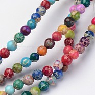 Natural Imperial Jasper Beads Strands, Round, Dyed, Colorful, 6mm, Hole: 1mm, about 62pcs/strand, 15 inch.(X-G-I122-6mm-14)